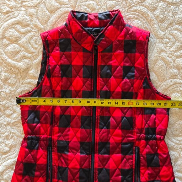 Relativity Women's Lightweight Quilted Vest Size XL Red Black Plaid Zip Front - Picture 9 of 10